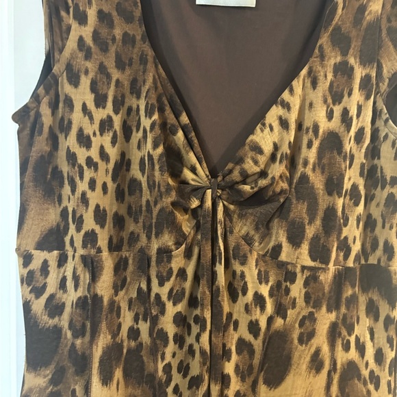 Elana Karan Cheetah sleeveless Brown and Black V-Neck Midi Sundress - Picture 3 of 5